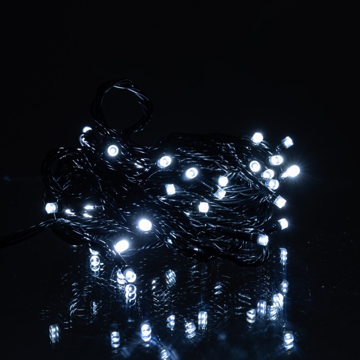 Новорічна кімнатна гірлянда нитка 6 м 50 LED чорний провід Білий W50LED6MBW (88197)
