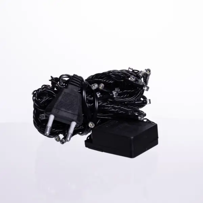 Новорічна кімнатна гірлянда нитка 6 м 50 LED чорний провід Білий W50LED6MBW (88197)