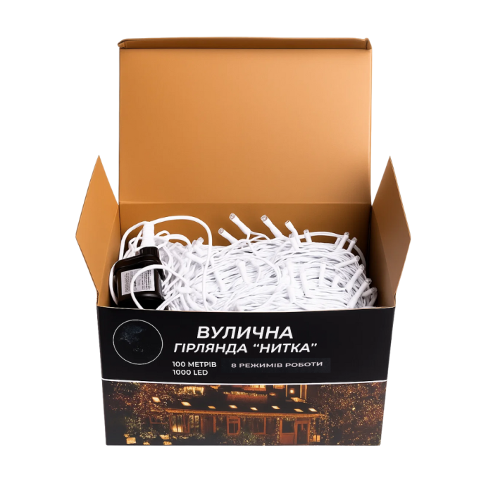 Гірлянда Різдвяна фея вулична 100 м 1000 LED білий провід Жовтий CF1000L100MWY (62141)