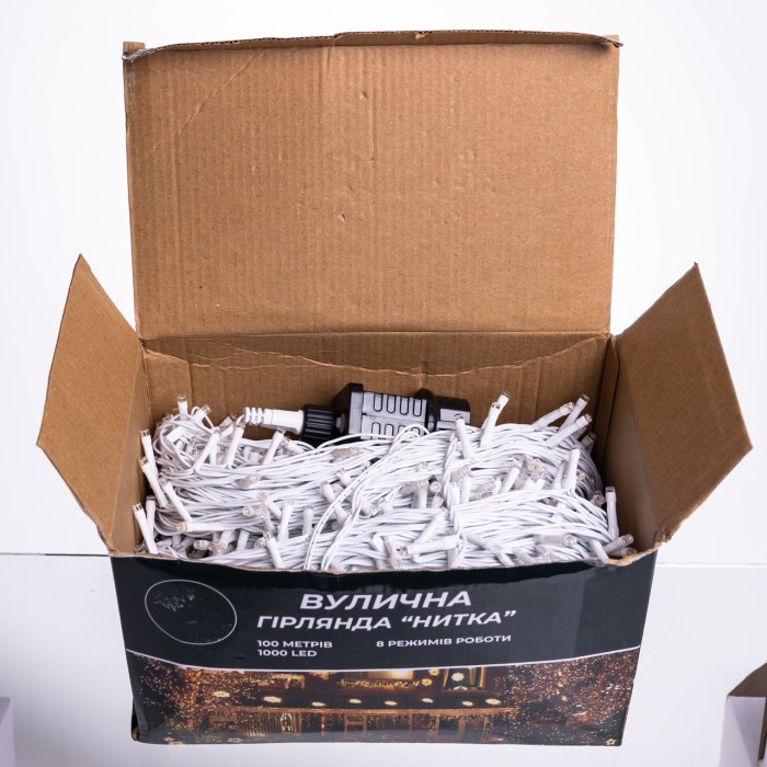 Гірлянда Різдвяна фея вулична 100 м 1000 LED білий провід Синій CF1000L100MWBL (63971)