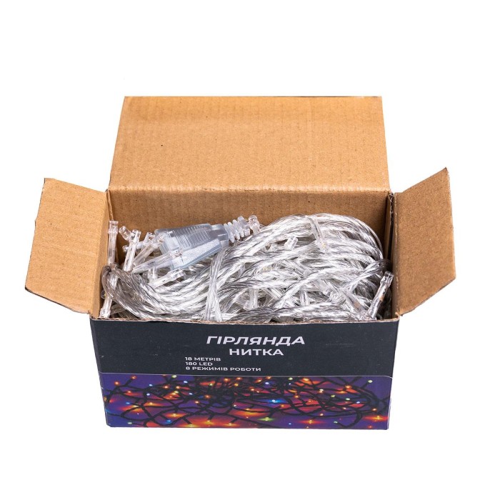 Новорічна гірлянда кімнатна нитка 18 м 180 LED кімнатна гірлянда білий провід Жовте світло (24751)