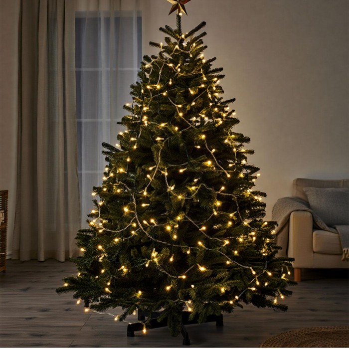 Новорічна гірлянда кімнатна нитка 18 м 180 LED кімнатна гірлянда білий провід Жовте світло (24751)