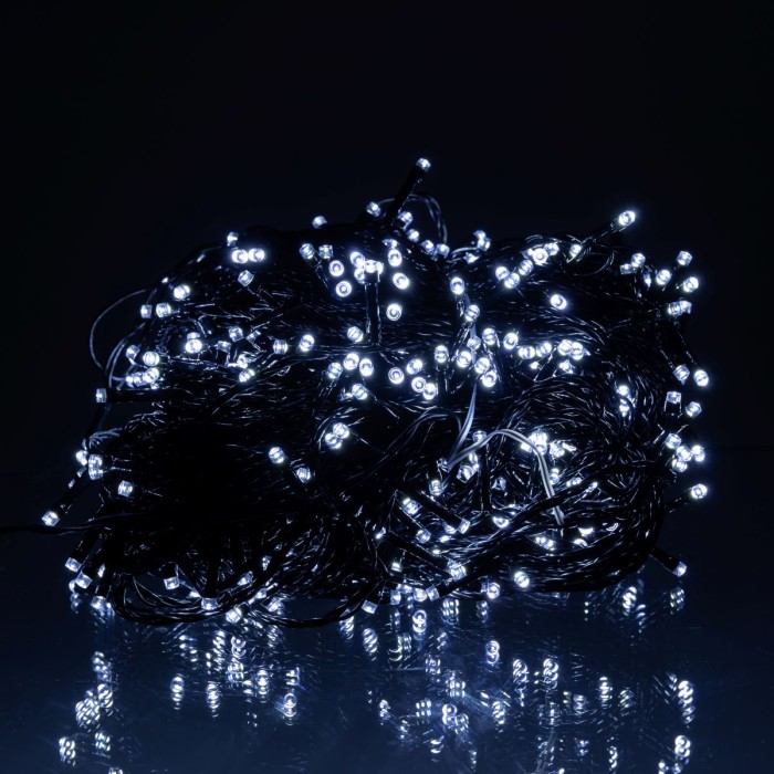 Новорічна гірлянда Різдвяна фея вулична 50 м 500 LED гірлянда на вулицю 8 режимів роботи чорний провід Білий CF500L50MBW (18775)