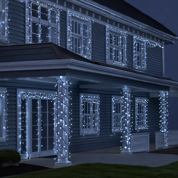 Новорічна гірлянда Різдвяна фея вулична 50 м 500 LED гірлянда на вулицю 8 режимів роботи чорний провід Білий CF500L50MBW (18775)