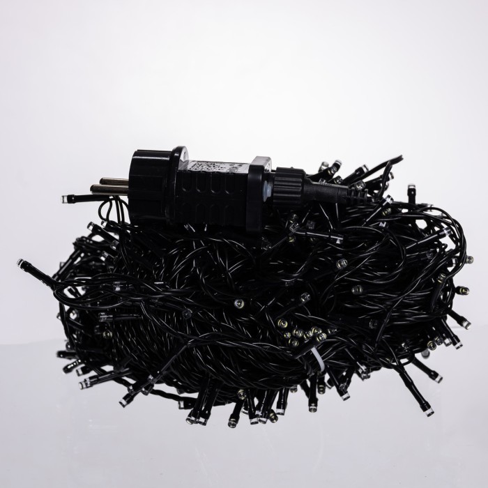 Новорічна гірлянда Різдвяна фея вулична 50 м 500 LED гірлянда на вулицю 8 режимів роботи чорний провід Білий CF500L50MBW (18775)