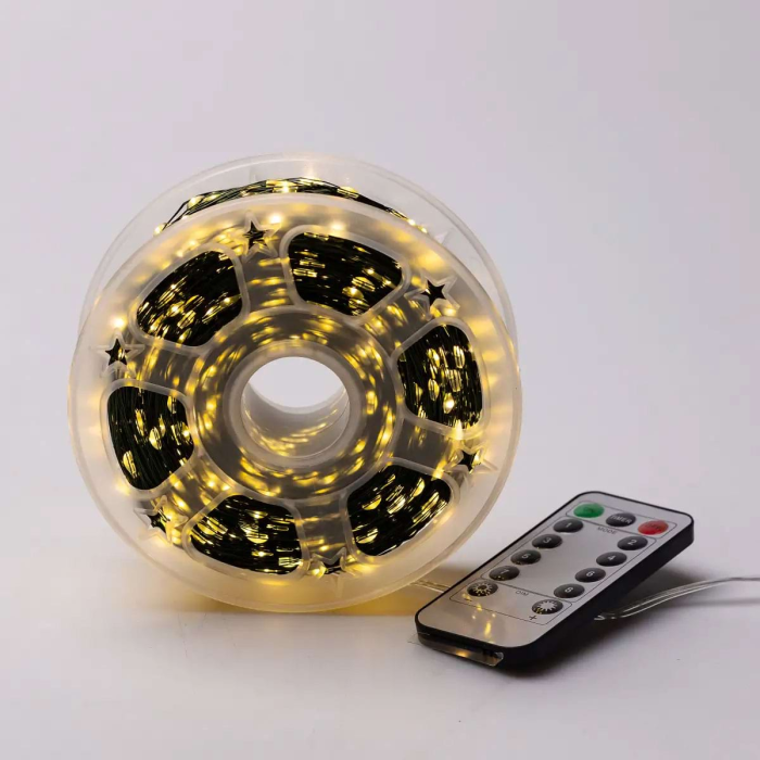 Новорічна гірлянда кімнатна Роса з пультом 200 м 2000 LED зелений провід Жовте сяйво 2000L200MGY (23105)