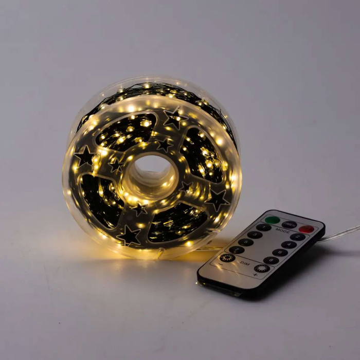 Новорічна гірлянда кімнатна Роса з пультом 100 м 1000 LED нитка зелений провід Жовте сяйво 1000L100MGY (58933)