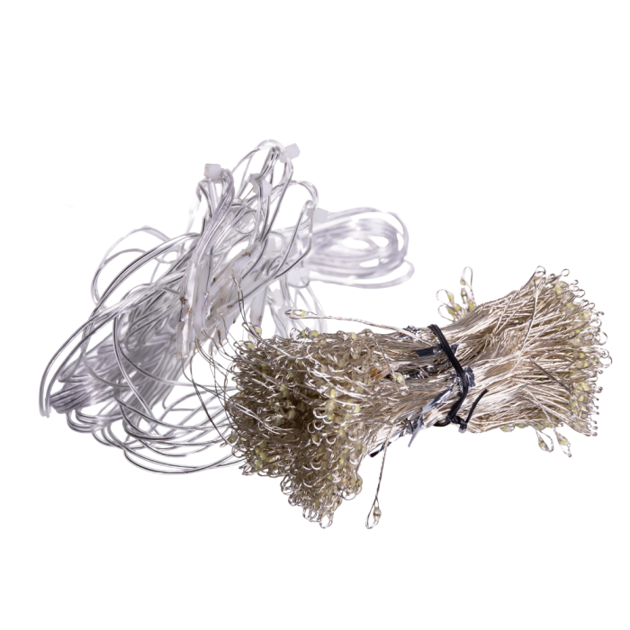 Новорічна гірлянда кімнатна штора роса Хвойна лапа 3х3 м 600 LED Біле світло D600LED3MW (25210)