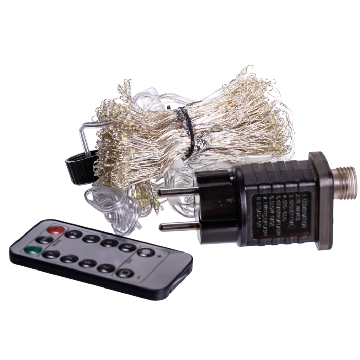 Новорічна гірлянда кімнатна штора роса Хвойна лапа 3х3 м 600 LED Біле світло D600LED3MW (25210)