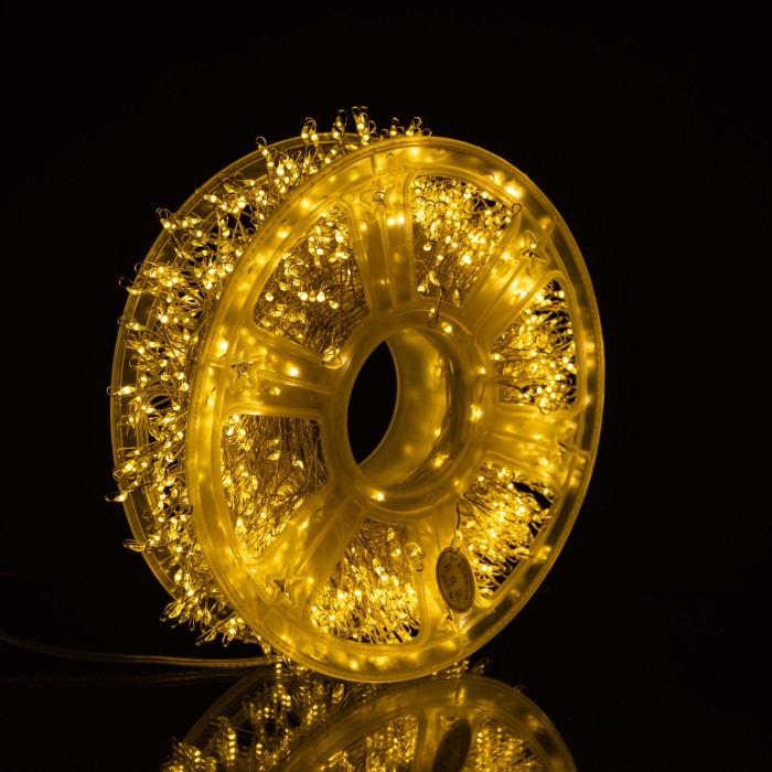 Новорічна гірлянда кімнатна роса Хвойна лапа 50 м 1500 LED білий провід Жовте сяйво D1500L50MWY (41855)