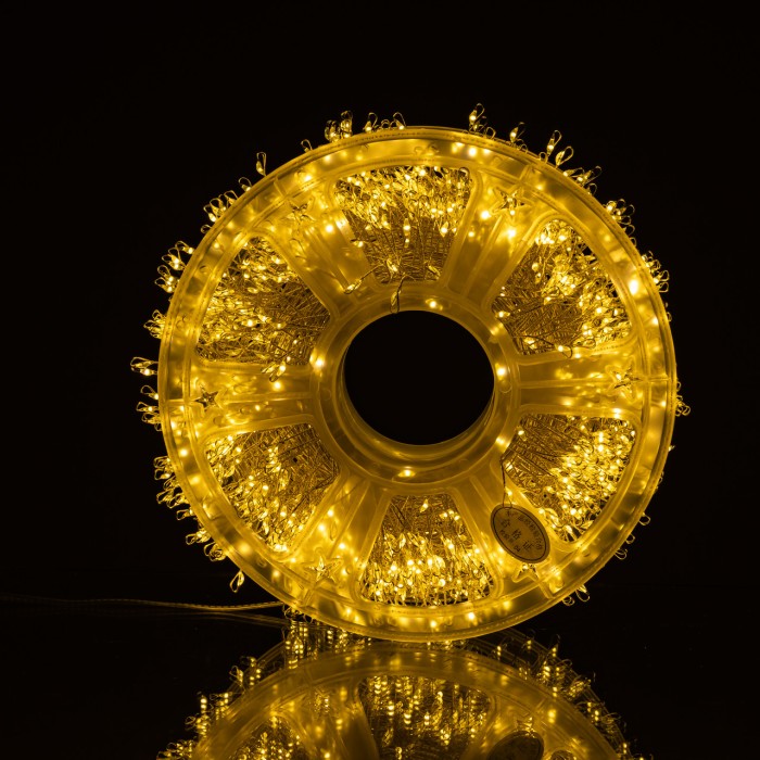 Новорічна гірлянда кімнатна роса Хвойна лапа 50 м 1500 LED білий провід Жовте сяйво D1500L50MWY (41855)
