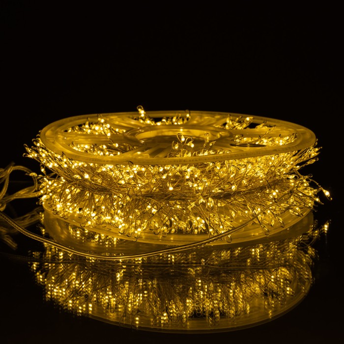 Новорічна гірлянда кімнатна роса Хвойна лапа 50 м 1500 LED білий провід Жовте сяйво D1500L50MWY (41855)