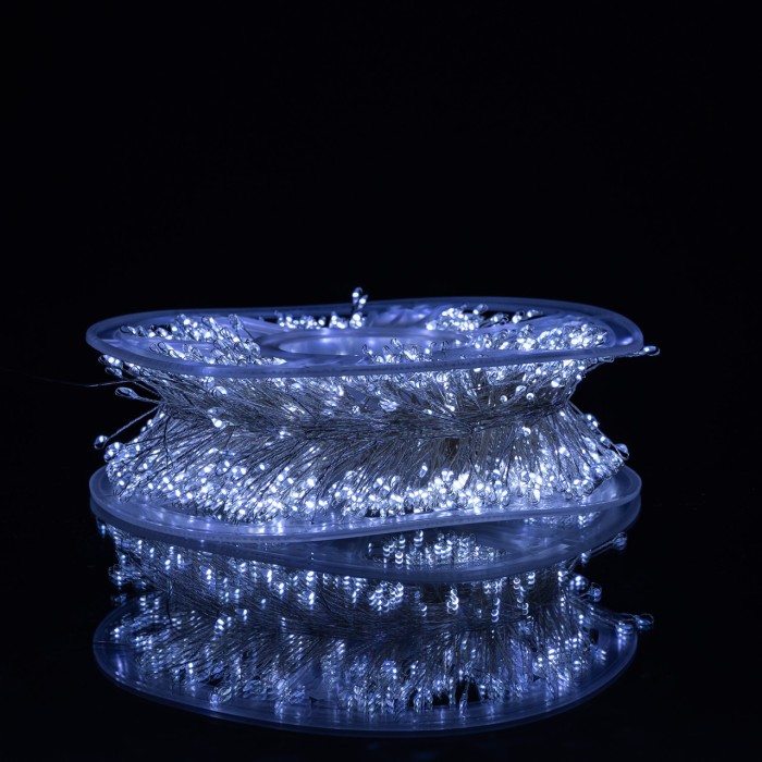 Новорічна гірлянда кімнатна роса Хвойна лапа 50 м 1500 LED білий провід Біле сяйво D1500L50MWW (56013)