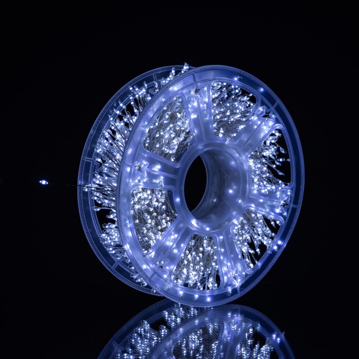 Новорічна гірлянда кімнатна роса Хвойна лапа 50 м 1500 LED білий провід Біле сяйво D1500L50MWW (56013)