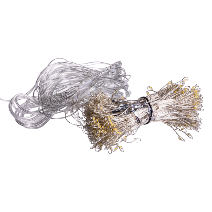 Новорічна гірлянда кімнатна штора роса Хвойна лапа 3х3 м 600 LED Жовте світло D600LED3MY (51579)