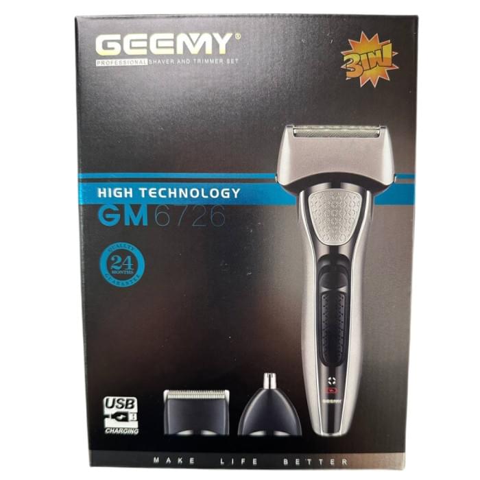 Електробритва Geemy GM-6726 портативна професійна з насадкам Сріблястий (13221)