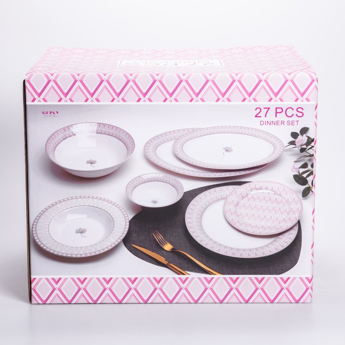 Столовий сервіз з порцеляни Claire на 6 осіб 27 предметів HP-HK-2 (68712)