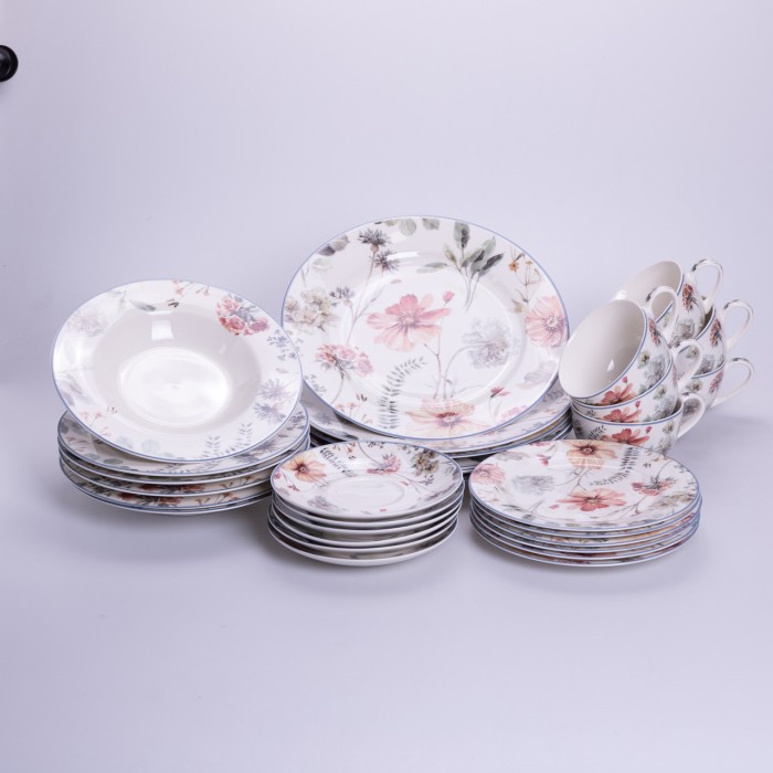 Столовий сервіз з порцеляни Fleur на 6 осіб 30 предметів HP-HK-5 (58709)