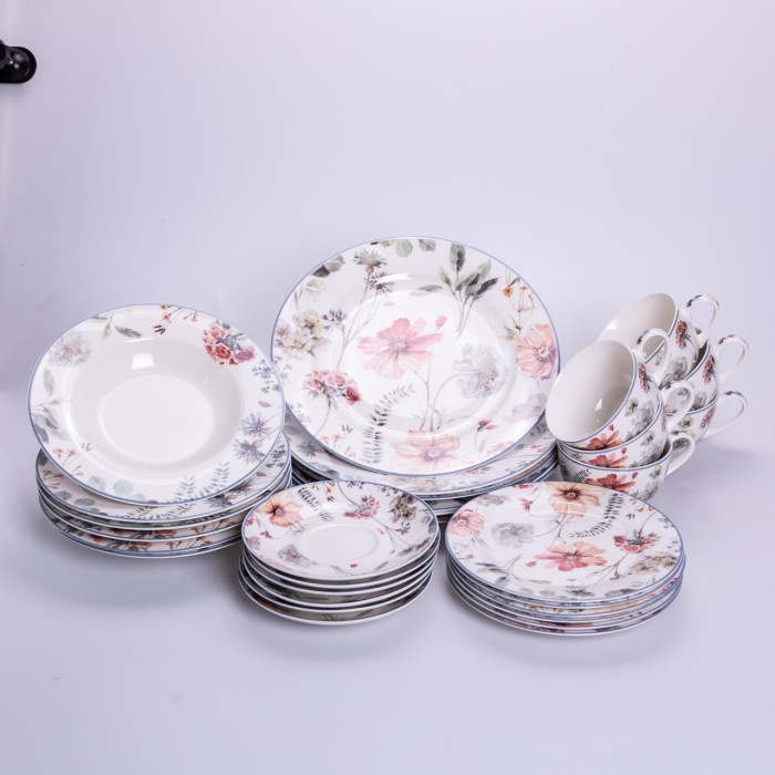 Столовий сервіз з порцеляни Fleur на 6 осіб 30 предметів HP-HK-5 (58709)