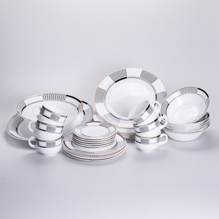 Столовий сервіз з порцеляни Geometry на 6 осіб 32 предмети HP-HK-6 (26758)