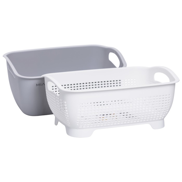 Кошик-друшлак 2 в 1 для миття овочів, фруктів і зелені 32×23×13 (см) Білий HP-45-5W (32643)