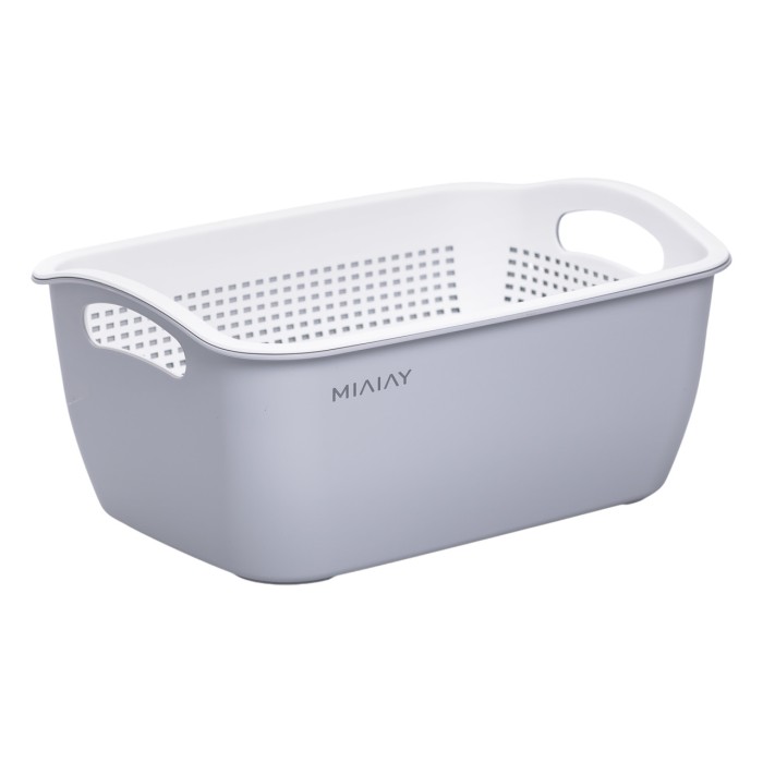 Кошик-друшлак 2 в 1 для миття овочів, фруктів і зелені 32×23×13 (см) Білий HP-45-5W (32643)