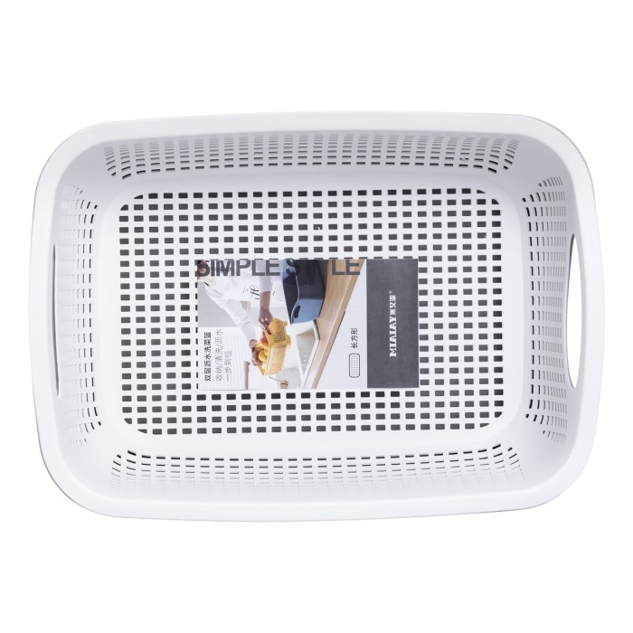 Кошик-друшлак 2 в 1 для миття овочів, фруктів і зелені 32×23×13 (см) Білий HP-45-5W (32643)