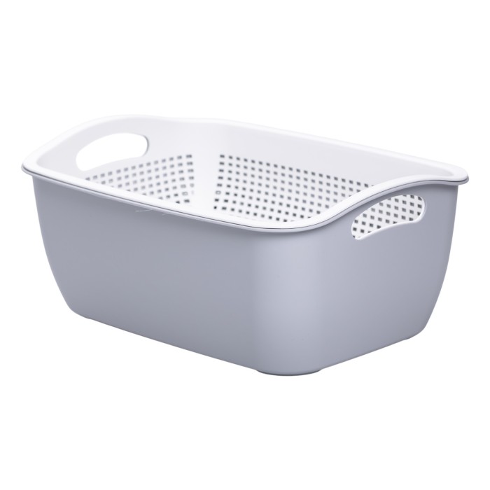 Кошик-друшлак 2 в 1 для миття овочів, фруктів і зелені 32×23×13 (см) Сірий HP-45-5G (48209)