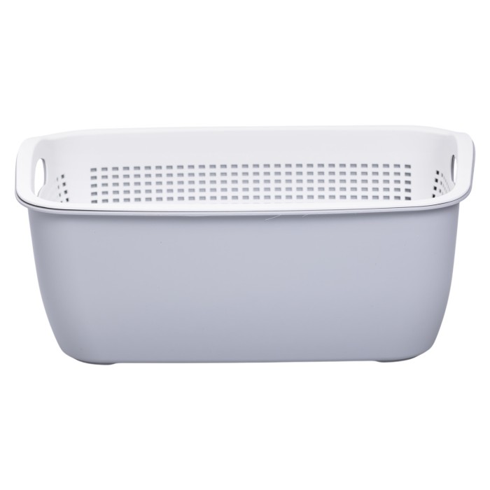Кошик-друшлак 2 в 1 для миття овочів, фруктів і зелені 32×23×13 (см) Сірий HP-45-5G (48209)