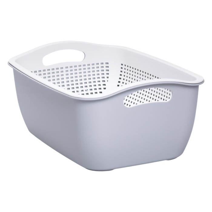 Кошик-друшлак 2 в 1 для миття овочів, фруктів і зелені 32×23×13 (см) Сірий HP-45-5G (48209)