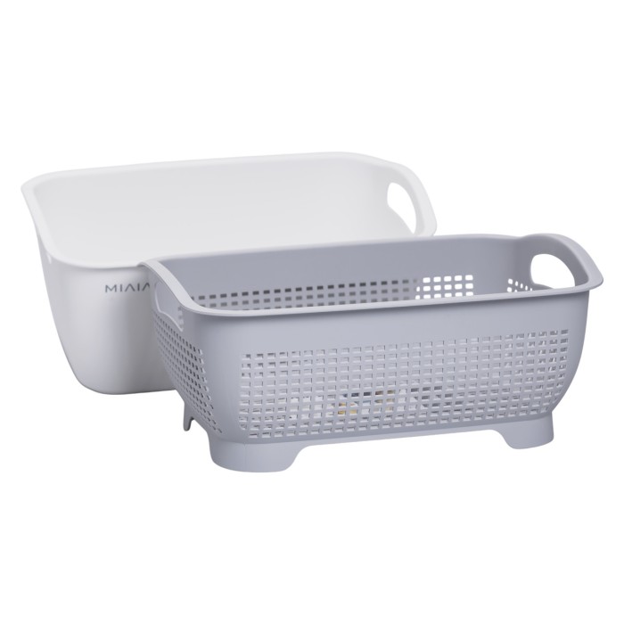 Кошик-друшлак 2 в 1 для миття овочів, фруктів і зелені 29,5×21×11 (см) Білий HP-45-6W (29870)