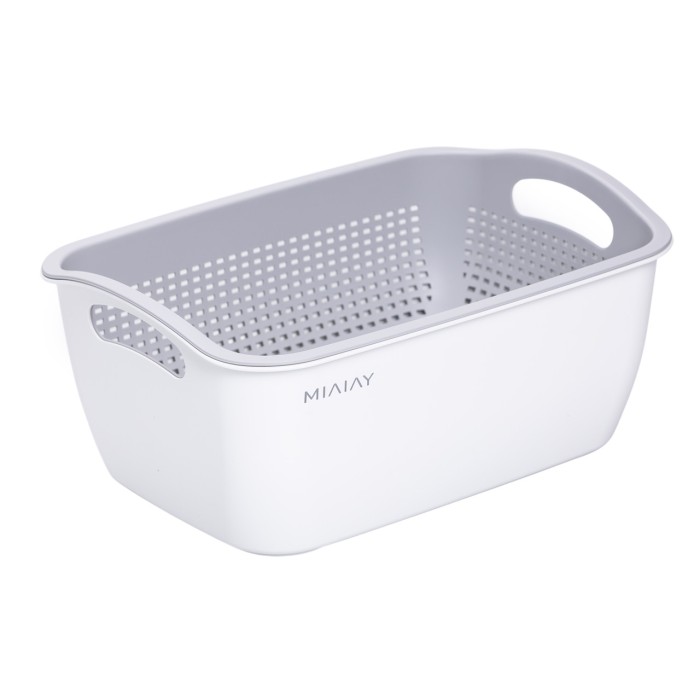 Кошик-друшлак 2 в 1 для миття овочів, фруктів і зелені 29,5×21×11 (см) Білий HP-45-6W (29870)