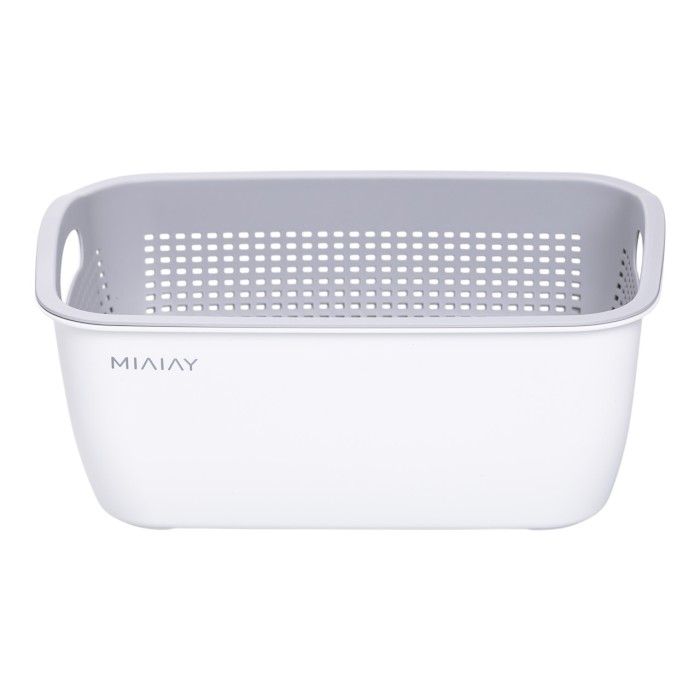 Кошик-друшлак 2 в 1 для миття овочів, фруктів і зелені 29,5×21×11 (см) Білий HP-45-6W (29870)