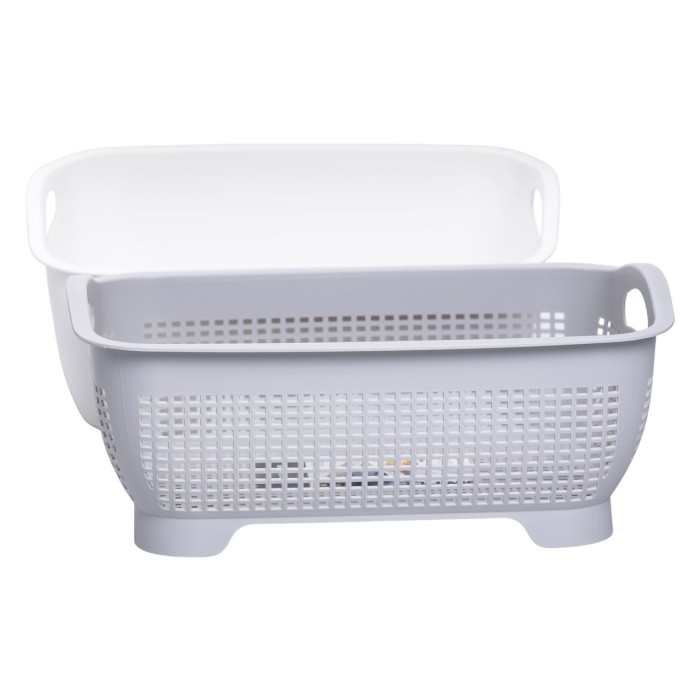 Кошик-друшлак 2 в 1 для миття овочів, фруктів і зелені 29,5×21×11 (см) Сірий HP-45-6G (41044)