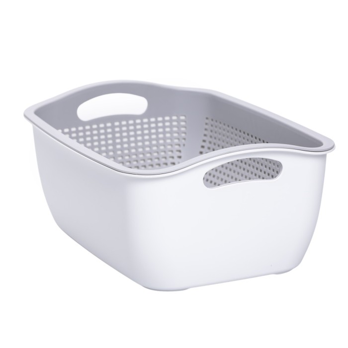 Кошик-друшлак 2 в 1 для миття овочів, фруктів і зелені 29,5×21×11 (см) Сірий HP-45-6G (41044)