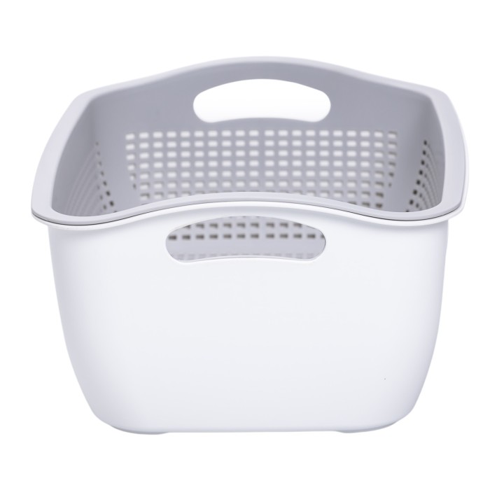 Кошик-друшлак 2 в 1 для миття овочів, фруктів і зелені 29,5×21×11 (см) Сірий HP-45-6G (41044)