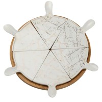 Тарілка для піци 28 см керамічна з бамбуковою підставкою, що обертається, секційна HP1213 (52064)