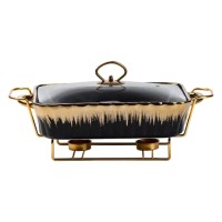 Настільний марміт для підігріву других страв 1,5-літровий квадратний керамічний марміт, чорний (51776)