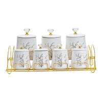 Набір для спецій 4 шт по 250 мл і 3 шт по 550 мл на металевій підставці (85002)