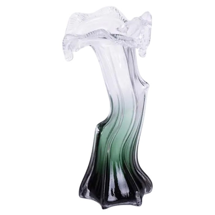 Декоративна скляна ваза для квітів 29 см фігурна Зелена HP-9-1 (28100)