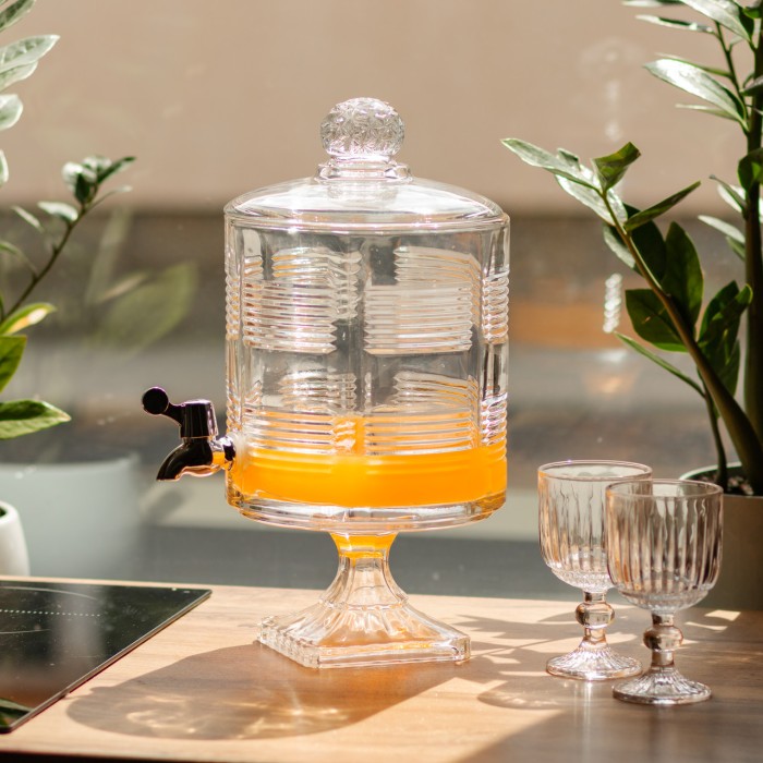 Лимонадниця з краном на підставці скляна 4,5 л прозора HP-19-2 (32958)