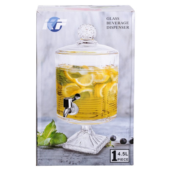 Лимонадниця з краном на підставці скляна 4,5 л прозора HP-19-2 (32958)