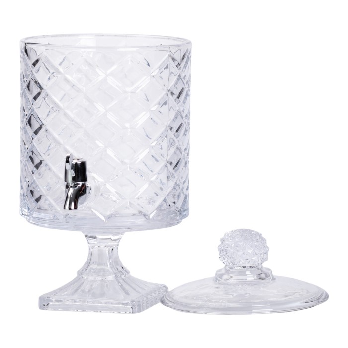 Лимонадниця зі скляним краном 39 см 4,5 л прозора на підставці HP-19-3 (83334)