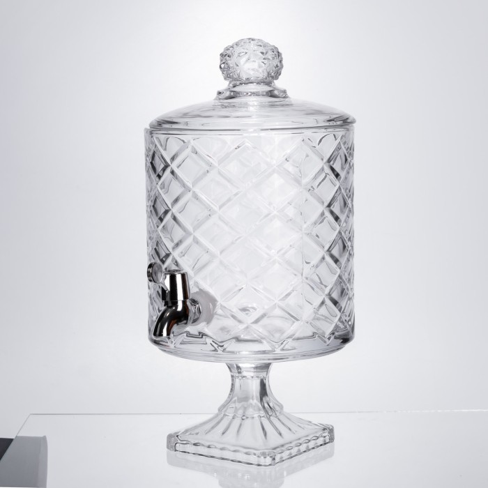 Лимонадниця зі скляним краном 39 см 4,5 л прозора на підставці HP-19-3 (83334)