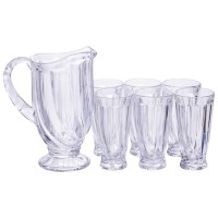 Набір глечик 1 л зі склянками 6 (шт) по 300 мл для напоїв Прозорий HP-19-24 (86752)