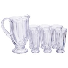 Набір глечик 1 л зі склянками 6 (шт) по 300 мл для напоїв Прозорий HP-19-24 (86752)