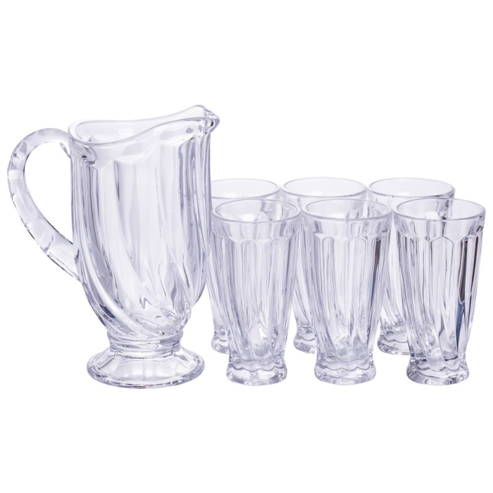 Набір глечик 1 л зі склянками 6 (шт) по 300 мл для напоїв Прозорий HP-19-24 (86752)