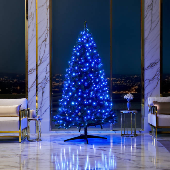 Новорічна гірлянда кімнатна роса Хвойна лапа 50 м 1500 LED білий провід Синє сяйво D1500L50MWBL (68615)