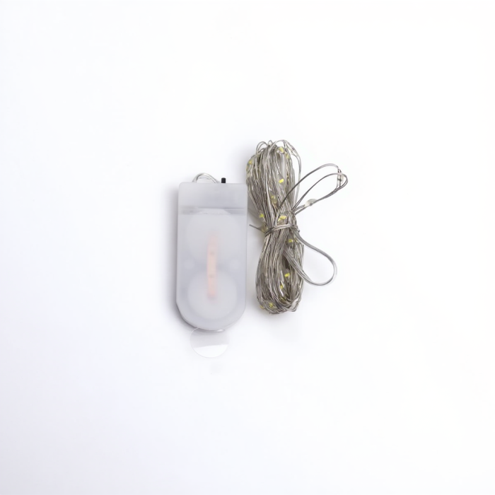 Світлодіодна гірлянда Роса 5 метрів на батарейках 50 led нитка на білому дроті жовта 50L5MWY (44349)