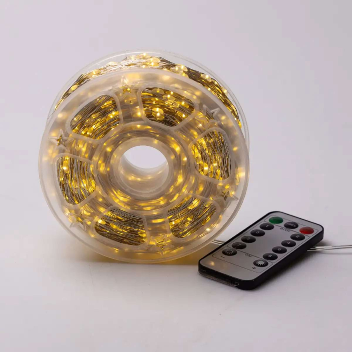 Гірлянда роса на пульті 200 метрів на 2000 світлодіодів крапля білий провід жовтий 2000L200MWY (71648)